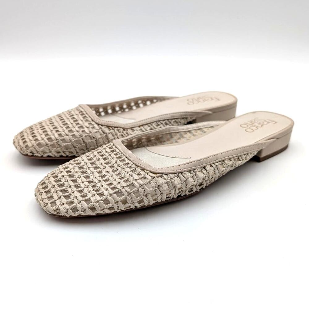 Franco Sarto Dayla 2 Block Heel Mule Shoes Women's Natural Size US7.5M EU38